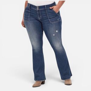 Torrid Vintage Stretch Mid Rise TALL Flare Jeans 35” Sz 14XT
